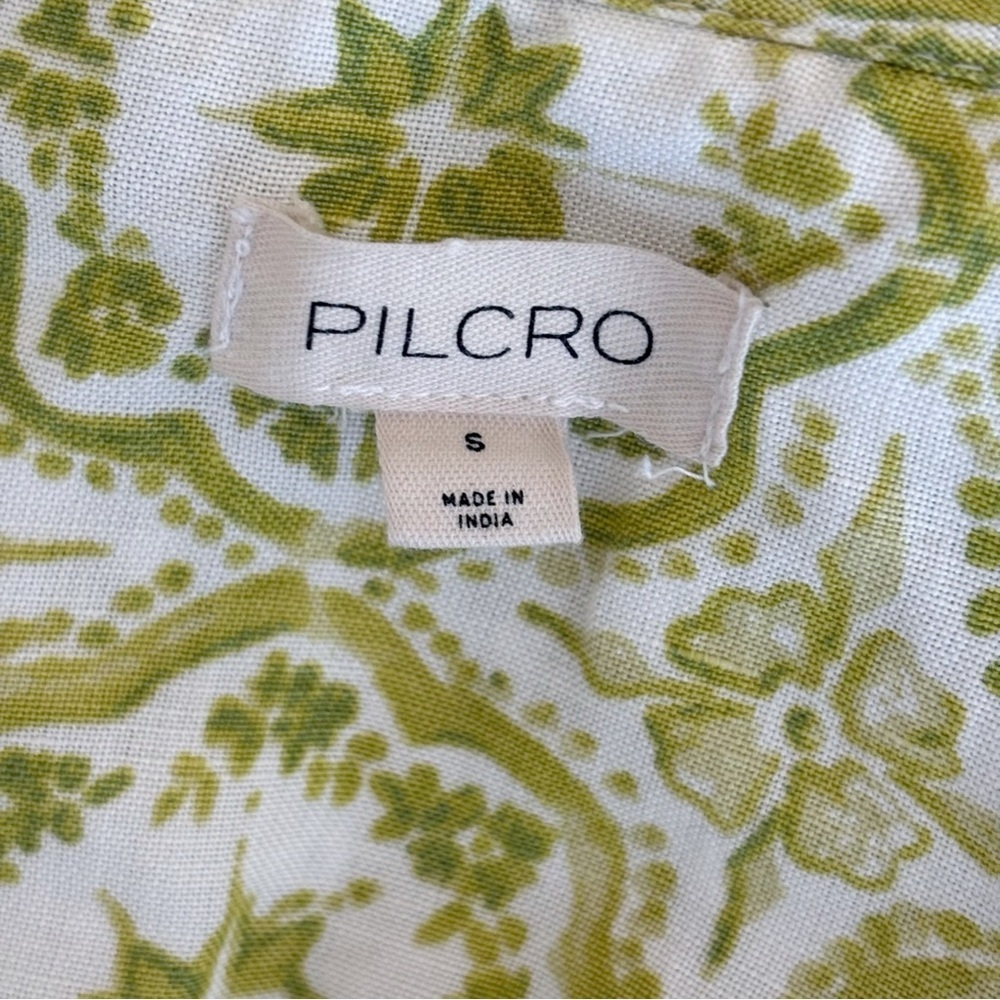 Pilcro Green Floral Linen Keyhole Crop Top Small Anthropologie - Picture 7 of 9